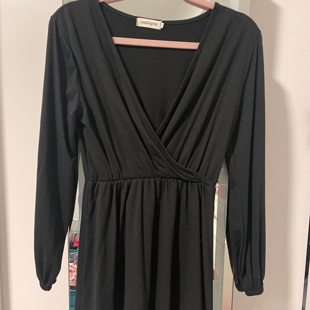 Black long sleeve mini dress